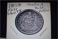 1858 Seated Half Dollar - Full Liberty