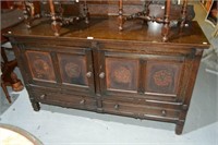 Tudor style oak sideboard,