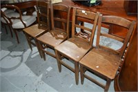 Set of 4 vintage elm ladder back chairs