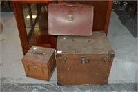 3 various pieces of vintage luggage,
