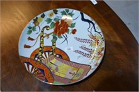 Large oriental platter, sedan cart & floral design