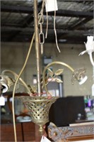 Vintage French brass hanging light fitting,