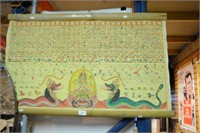 Tibetan calendar, scroll form on cotton,