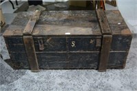 Antique wooden shipping trunk,