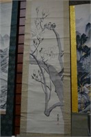 Oriental scroll - birds in a blossom tree,