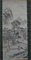 Oriental scroll -  children playing by a river