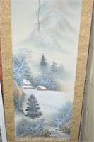 Oriental scroll - winter landscape scene,