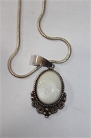Sterling Silver Pendant with White Stone