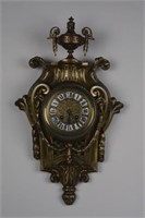 Classic French Ornate Solid Brass Case Wall Clock