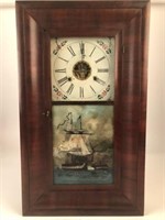 Seth Thomas Ogee Clock Painted 'Ship' Glass Tablet