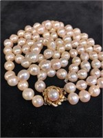Baroque Double Strand Pearls w/ 14k Gold Clasp