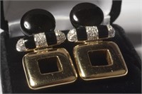 La Nouvelle Bague 18k Gold Diamond & Onyx Earrings