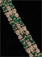 Unique 14k Gold Diamond & Emerald Bracelet