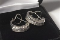 2 CTW Diamond Platinum Hoop Earrings