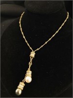 Cassis 18k Twist Link Diamond & Pearl Necklace