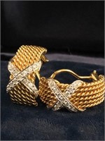 Tiffany & Co.18k Diamond 'X" Six Row Rope Earrings