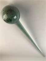 Rare Mint Green Hand Blown Painted Glass Cane