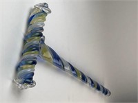 Multi-color  "T " Handled Glass Cane Walking Stick