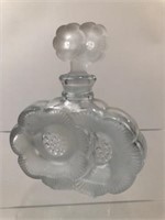 Lalique Style "Deux Fleurs" Frosted Perfume Bottle