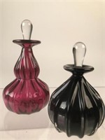 2 Roff Signed Art Glass Perfume Bottles