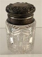 Antique Cut Glass Vanity Biscuit Jar Sterling Lid