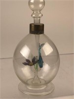 Hand Blown Perfume Bottle w/ Floating Fish/Flower