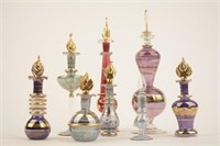 8 Egyptian Colored Glass Perfume Bottles