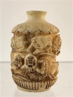 Antique Asian Snuff Bottle with Bone Overlay