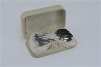Set 6 Antique Sterling Silver Spoons w/ Orig.Case