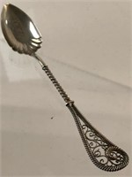 Unusual Sterling Silver Filigreed Serving Spoon
