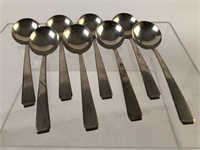 8 Sterling Silver Soup Spoons Towle "Old Lace"