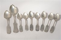Lot of 9 Matching Antique Coin Silver Spoons