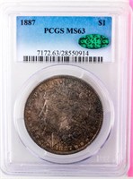 Coin 1887 Morgan Silver Dollar PCGS MS63