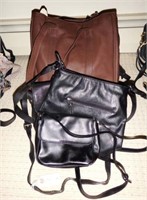 (7) Designers ladies black leather hand bags: