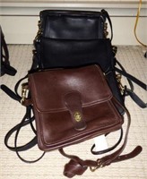 (5) Coach ladies black leather hand bags