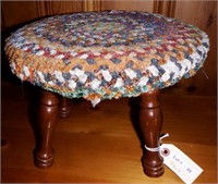 8” foot stool with hand hooked top
