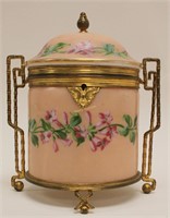 19c Wavecrest Victorian Glass Bronze Biscuit Jar