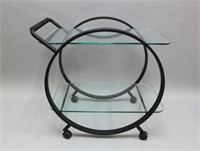 Vintage MCM Art Deco Style Circular Bar Cart