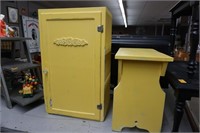 Yellow cabinet and matching stool