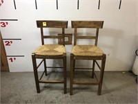 Pair of Rush Bottom Bar Chairs 24"
