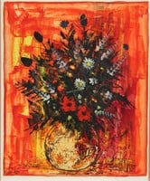 Pierre Mas (France 1933)Gouache Still Life Flowers