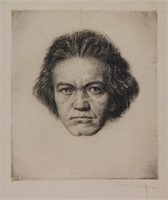 19c Engraving of Ludwig van Beethoven by W Hoffman