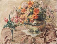 Antique Impressionist Floral Still Life Painting