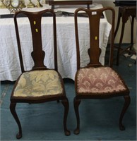 Pair edwardian bedroom chairs