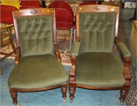 Pair edwardian lady's & gentleman's chairs