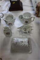 5 pieces Manx lustre crested China.