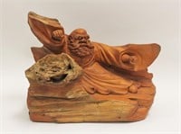 Vintage Oriental Drunken Buddha Root Wood Carving