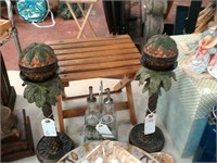Palm tree candle stands,bowls, oil decanters