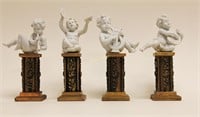 4 Cherub Musicians Performing Dore Bronze Pillars