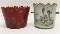 (2)  Tole Ware Chinoiserie Decorated Planters
